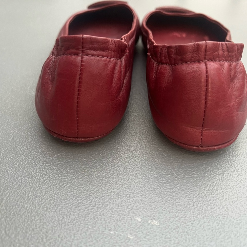 Tory Burch Women's New Minnie Ballerina Burgundy Flats Size 6.5 - Picture 7 of 11